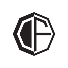 two letter OF octagon negative space logo