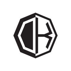 two letter OK octagon negative space logo