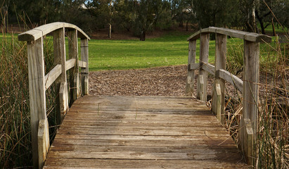 Wooden bridge at park