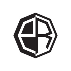 two letter PR octagon negative space logo
