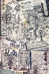 Gordijnen Alchemie en astrologie. Manuscripten met alchemistische, etnische, astrologische en esoterische ontwerpen en symbolen © Rosario Rizzo