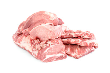 Raw pork meat isolated on white background.