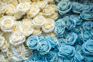 Artificial flowers on a parade float