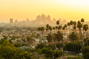 Rolgordijnen Avond skyline van het centrum van Los Angeles © blvdone