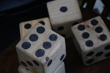 Wooden blocks decorated like dice