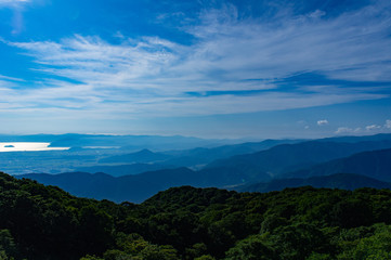 伊吹山の頂上からの景色（滋賀県、日本）