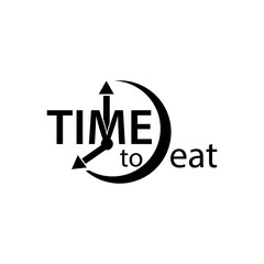 Time to eat. Flat vector alarm clock icon on white background.