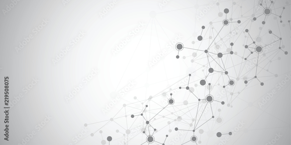 Poster abstract connecting dots and lines with geometric background. modern technology connection science, 