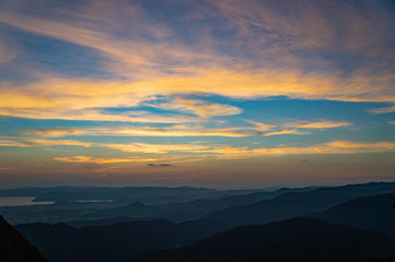 Fototapeta na wymiar 伊吹山から見た夕焼け（滋賀県、日本）