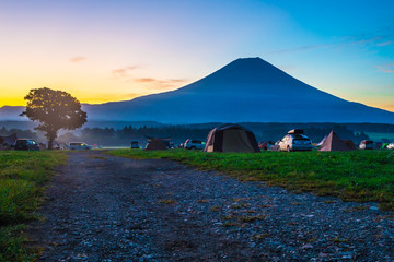 Sunrise of Mt Fuji from camping ground, Fujinomiya, Shizuoka