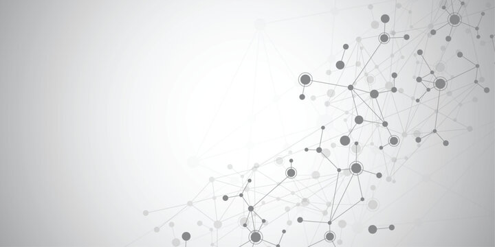 Abstract connecting dots and lines with geometric background. Modern technology connection science, Polygonal structure background. Vector illustration