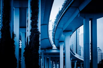 Photo sur Plexiglas Pont de Nanpu city elevated road closeup, under the interchange overpass, shanghai, China