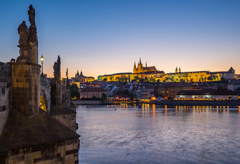 Fototapeta na wymiar Prague city skyline with Charles Bridge in Prague old town, Czech Republic