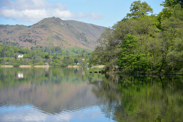 Fototapeta na wymiar Reflections from shores of Grasmere, Lake District