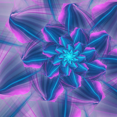 Abstract exotic blue flower. Close-up view. Fantasy fractal design. Psychedelic digital art. 3D rendering.