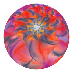 Beautiful exotic flower in crystal sphere. Fantasy fractal design. Psychedelic digital art. 3D rendering.