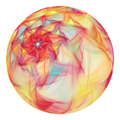 Beautiful exotic flower in crystal sphere. Fantasy fractal design. Psychedelic digital art. 3D rendering.