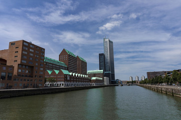 Modern architecture downtown in d 'Kop van Zuid' neighbourhood in Rotterdam