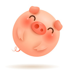 Fototapeta premium Little Pig Flying Balloon. Chinese New Year. The year of the pig. 