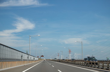 Fototapeta na wymiar Seto-chuo Highway and transmission towers ,Kagawa,Shikoku,Japan
