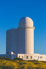 Tower of telescope in astronomical observatory on Tenerife island.