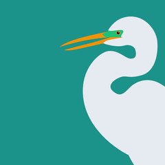 heron bird vector illustration flat style profile 