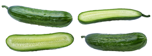 Fresh cucumber isolated on white background with clipping path