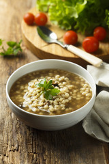 Pasta and mushroom soup