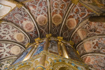 Pinturas en el interior del oratorio del Convento de Cristo de Tomar, Portugal.