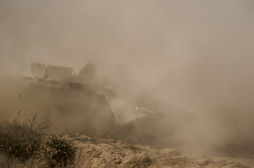 Fototapeta premium INFANTRY FIGHTING VEHICLE - Ride a military vehicle to the off-road
