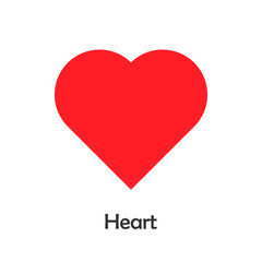 Heart in cartoon style, card with geometric shape for kid, preschool activity for children, vector illustration