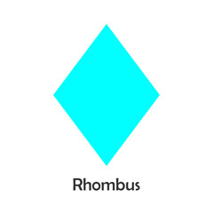 Obraz premium Rhombus in cartoon style, card with geometric shape for kid, preschool activity for children, vector illustration