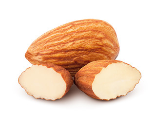 almond isolated on white background, clipping path, full depth of field