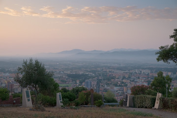 Iglesias vista panoramica dal convento del buon cammino alba