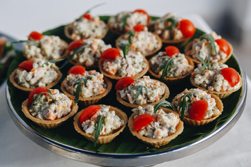 Delicious canapes as event dish in luxary restaurant.
