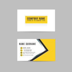 vector Modern simple light business card yellow template with flat user interface on gray background