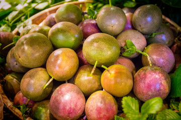 Fresh tropical fruit - Passionfruit - in the basket