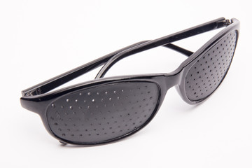 Close-up Glasses to protect eye on white background