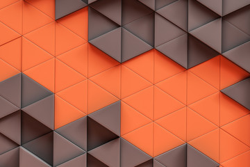 Abstract brown triangle pattern over orange