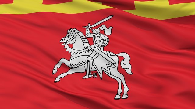 Lepiel City Flag, Country Belarus, Closeup View