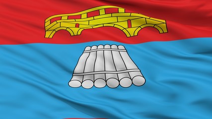 Mosty City Flag, Country Belarus, Closeup View