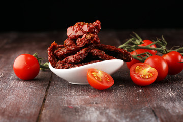 Sun dried tomatoes. tomato halves sun-dried.