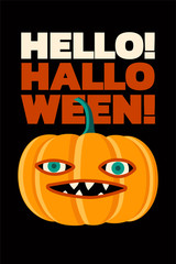 Halloween typographical vintage style poster. Vector illustration.