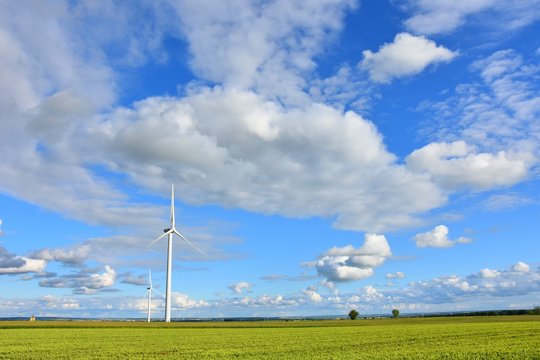 Landscape on High Country Briey with wind turbines