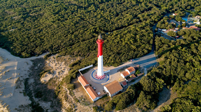 Photographie aérienne du phare de La Coubre à La Tremblade, Charente Maritime