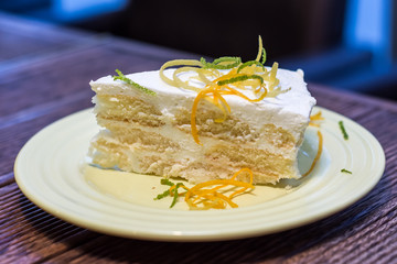 Fresh and tasty lemon cake 