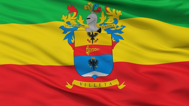 Villeta City Flag, Country Colombia, Closeup View