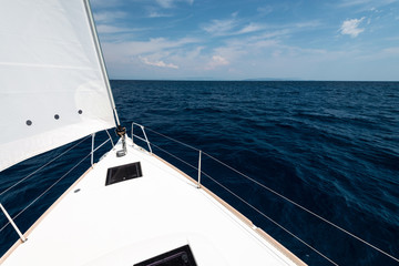 Obraz premium Luxury yacht at sea race. Sailing regatta. Cruise yachting