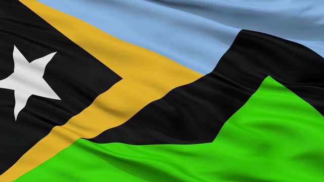 Aileu City Flag, Country East Timor, Closeup View