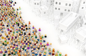 Cartoon Crowd, Town Corner White